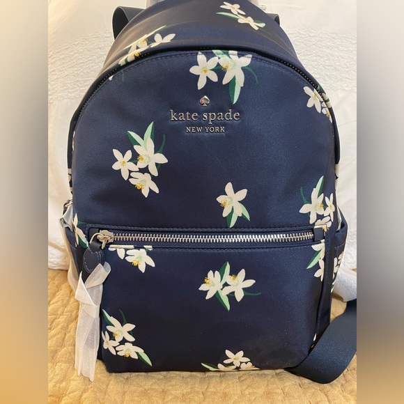 NWT Kate Spade Orange Blossom Chelsea Nylon Medium Backpack - Picture 2 of 8